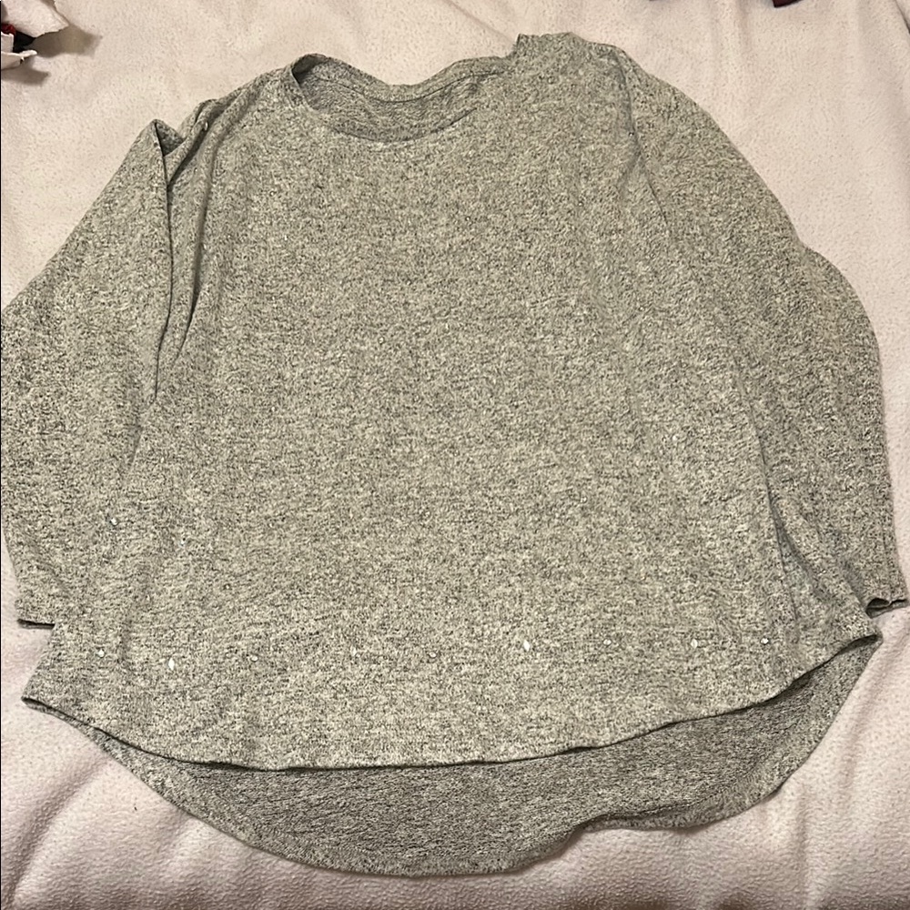 Women's Rhinestone Gray Long Sleeve Top